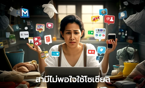สามีไม่พอใจใช้โซเชียล