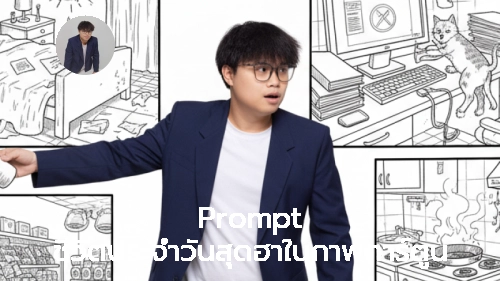 ภาพแนะนำ: Prompt ชีวิตประจำวันสุดฮาในภาพการ์ตูน